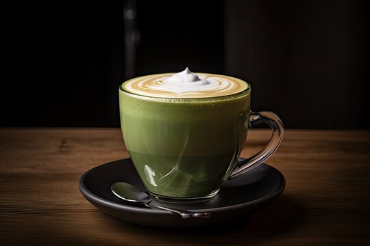 Latte matcha, a delicious and refreshing coffee drink that is perfect for any time of the day.