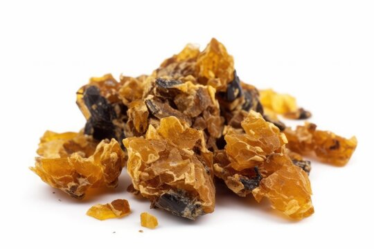 Natural mixture of propolis on a white background.