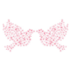 Pink doves with texture, vector