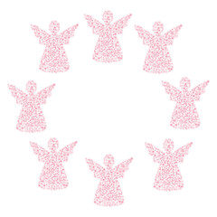 Pink angels on a white background, vector