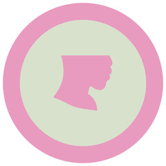 Face profile in pink on green, vector