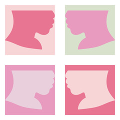 Face profiles poster illustration, vector