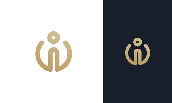 letter iw or wi logo design in circle style . simple and modern logo style
