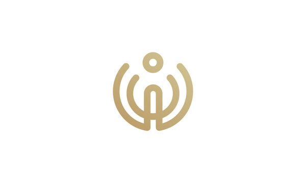 letter iw or wi logo design in circle style . simple and modern logo style
