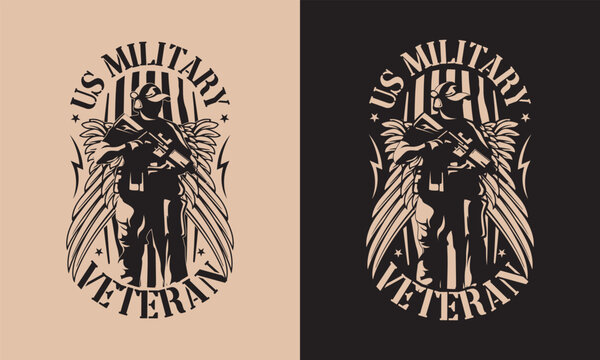 Fully editable Vector EPS 10 Outline of US Military Veteran T-Shirt Design an image suitable for T-shirts, Mugs, Bags, Poster Cards, and much more. The Package is 4500* 5400px