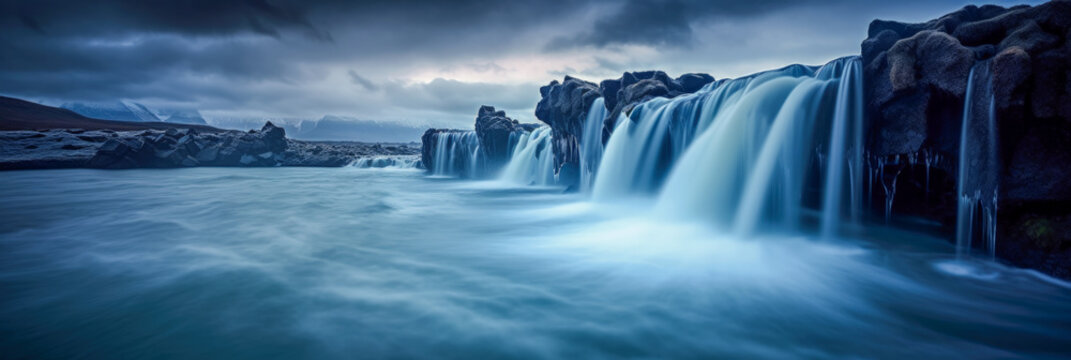 Amazing waterfalls in a beautiful landscape - Generative AI