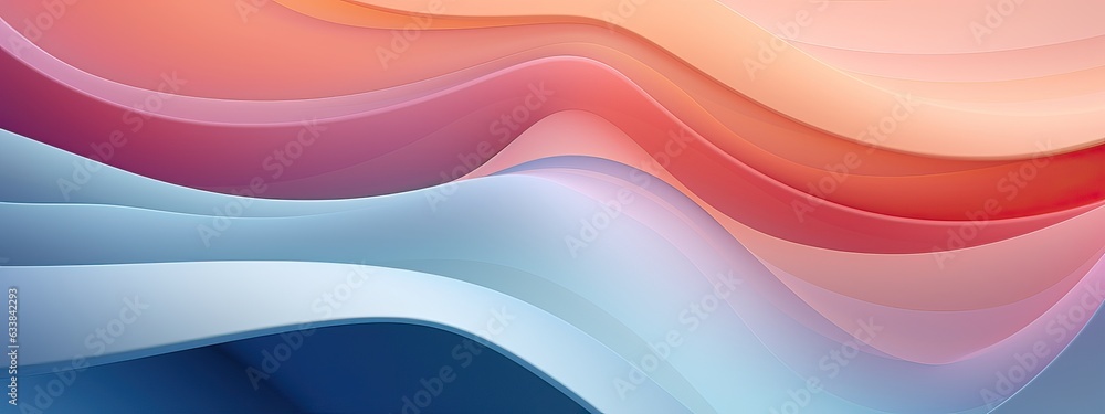 Wall mural wavy shapes in pastel colors, 3d render