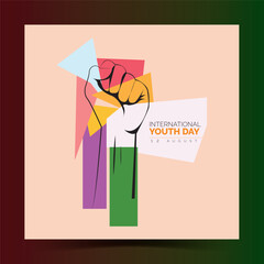 International Youth Day artwork. Social media poster. Square size. Vector illustration. 