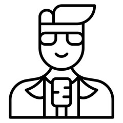 Singer Male Line Icon