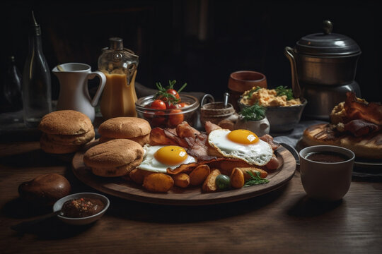 a closeup of a Irish Breakfast, AI generated, Generative AI, AI Art, illustration,