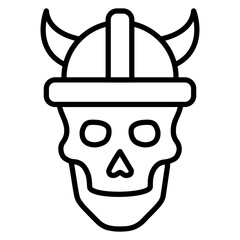 Viking Skull Line Icon