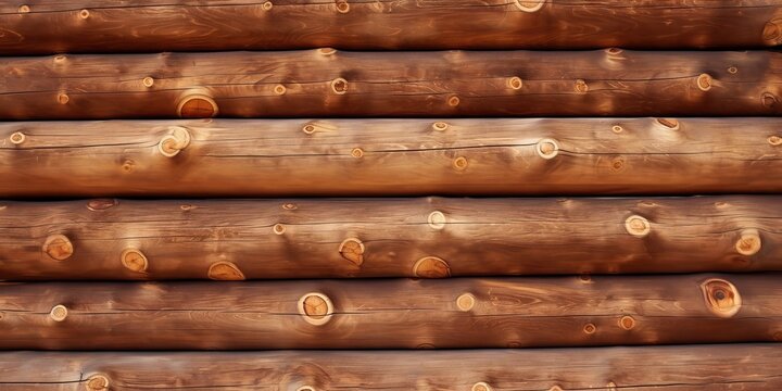 Wooden log wall. Brown wood log wall texture, natural background