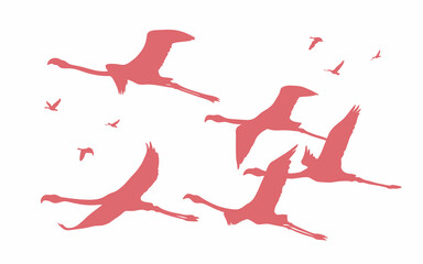 Illustration of a flock of pink flamingos - 633843231