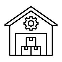 Warehouse Management System Line Icon