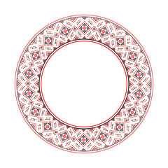 Vector illustration of Ukrainian ornament in ethnic style, identity, vyshyvanka, embroidery for print clothes, websites, banners. Background. Frame for text