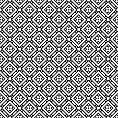 Black and white seamless abstract pattern. Background and backdrop. Grayscale ornamental design. Mosaic ornaments. Vector graphic illustration. EPS10.