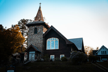 Fototapeta premium two church during sunset 