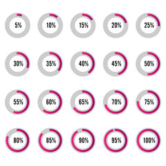 Set of Circular Progress Bar.Percentage diagram icons. Vector illustration.	
