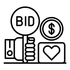 Charity Auction Line Icon