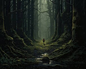 Lost in a dense forest with no path. - 633845857