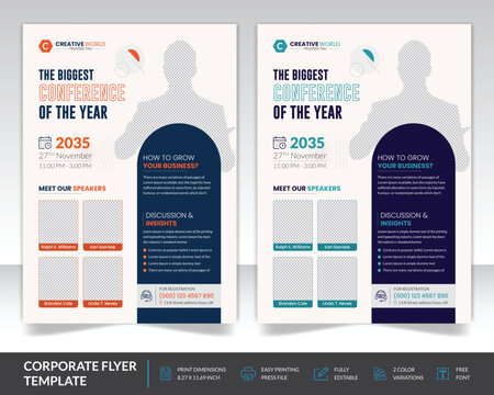 Annual corporate business conference workshop. Conference flyer and invitation flyer template design. With nice Geometric shape
