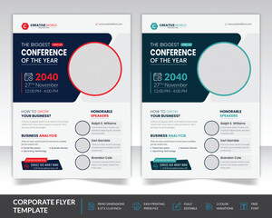 Conference flyer and invitation flyer template design. Annual corporate business conference workshop. With nice Geometric shape