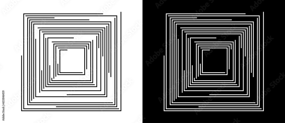 Aufkleber abstract art geometric lines in square shape. decorative pattern background. black shape on a white 