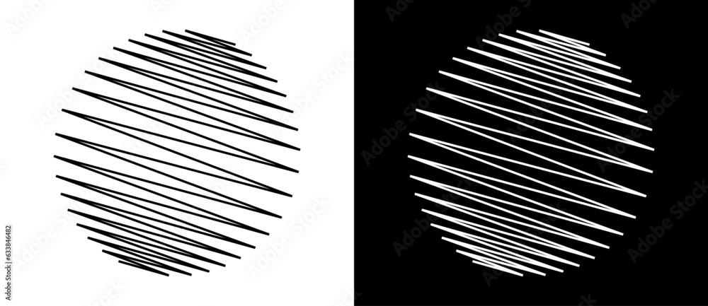 Poster art lines circle as icon or logo. globe planet concept. black shape on a white background and the sa