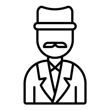 man wearing hat and suit outline clip art preview