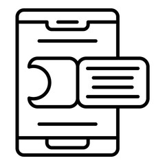 Mobile Boarding Pass Line Icon