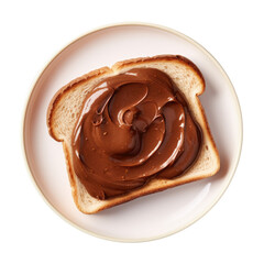 Plate of Toast with Chocolate Hazelnut Spread Isolated on a Transparent Background