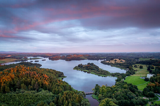 Aerial view of Lake Muckno, Castleblayney, County Monaghan, Ireland 