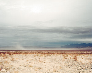 Sand blowing around the dry Mojave desert.