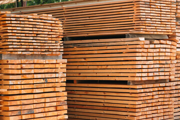 Raw wood drying in the lumber warehouse