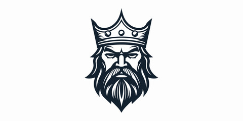 Noble Iconography: King with Crown Lineart Logo Vector Template for Grand Designs