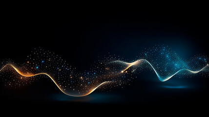 digital wave with particles, abstract background, technology background