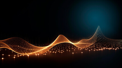 digital wave with particles, abstract background, technology background