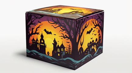 halloween themed square cardboard box generativa IA