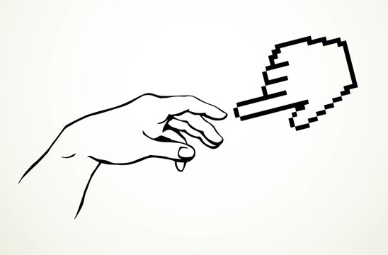 Hands of the creation of Adam. Vector drawing