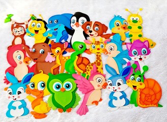 Obraz na płótnie Canvas group of children Handmade baby wall stickers