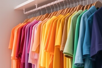 Colourful clothes on clothing rack pastel colorful