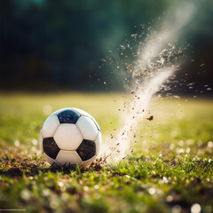 soccer ball on grass. soccer ball in motion. a game. sport. football. Ball for football 