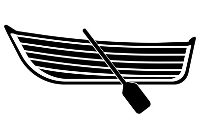 Rowing boat symbol illustration, black on white background © Volkann