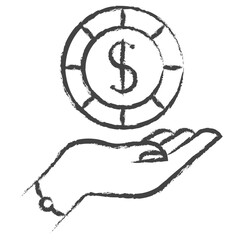 Hand drawn Casino Chip illustration icon