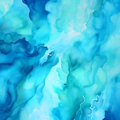 Papier Peint photo Cristaux Blue watercolor background. Abstract water dilutions of blue paint.
