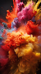 Fototapeta na wymiar Exploding colors of dust and powder on a dark background stock photo