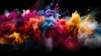Fototapeta na wymiar Exploding colors of dust and powder on a dark background stock photo