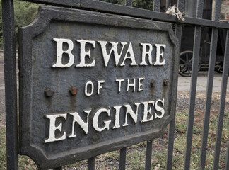 historic industrial warning sign 