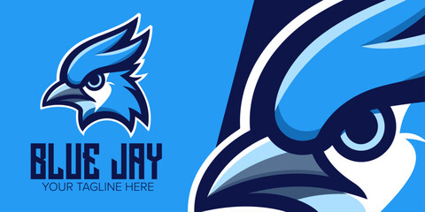 Blue Bird Team Spirit: Mascot Vector Logo Design with Modern Illustration for Sport, Esport Team, Badge, Emblem, T-Shirt Printing