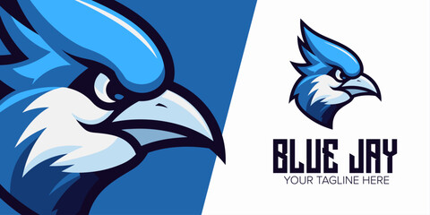 Dynamic Blue Bird Logo: Sporty Mascot Vector Design for Team, Badge, Emblem, T-Shirt Printing & Esport Identity